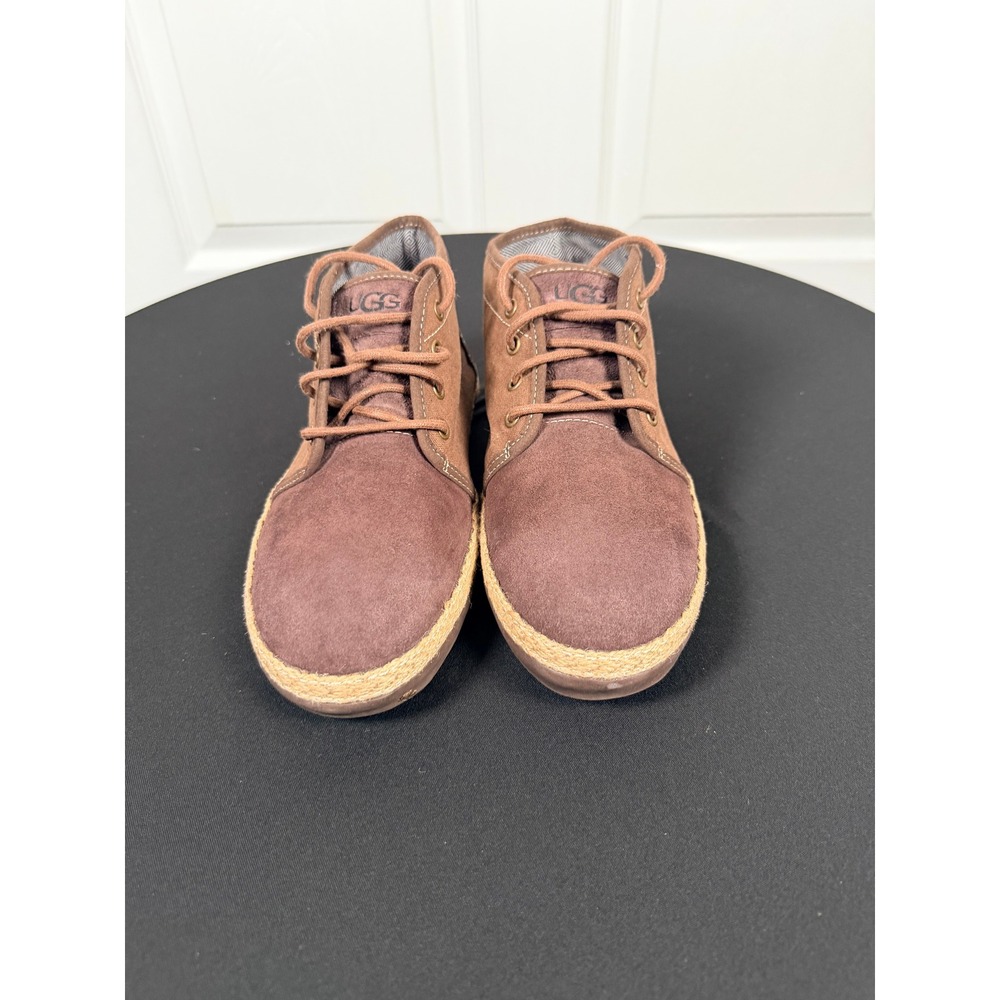 UGG Australia Brown Suede Canvas Espadrille Chukka Boots Womens Lace Up Ankle